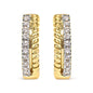 10K Yellow Gold 1/10 Cttw Diamond and Rope Twist Huggy Hoop Earrings (H-I Color, I1-I2 Clarity)